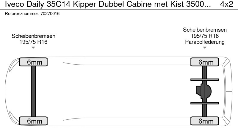 Kipper Transporter Iveco Daily 35C14 Kipper Dubbel Cabine met Kist 3500kg trekhaak Airco Cruise Kieper Tipper Benne Airco Dubbel cabine Trekhaak Cruise control: das Bild 21