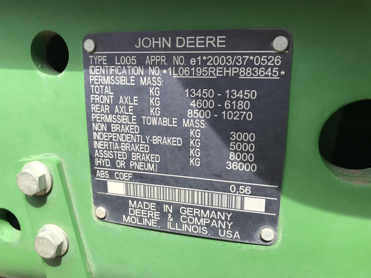 Traktor John Deere 6195R: das Bild 10